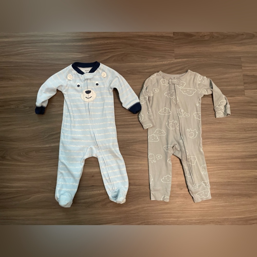 Carter's Blue and Gray Bear & Cloud Footies size 9M